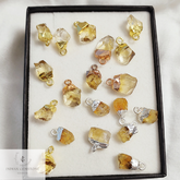 Natural Yellow Citrine Gemstone Connector, November Birthstone Connectors, Rough Gemstone Pendant, Electroplated Pendant, Boho Pendant, Gift